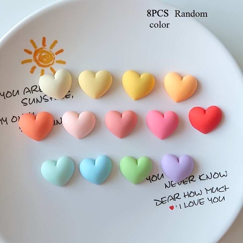 TEMU Set di 8 magneti da frigorifero a forma di cuore casuali, set di magneti geometrici a forma di cuore, decorazione per casa, cucina, ufficio e