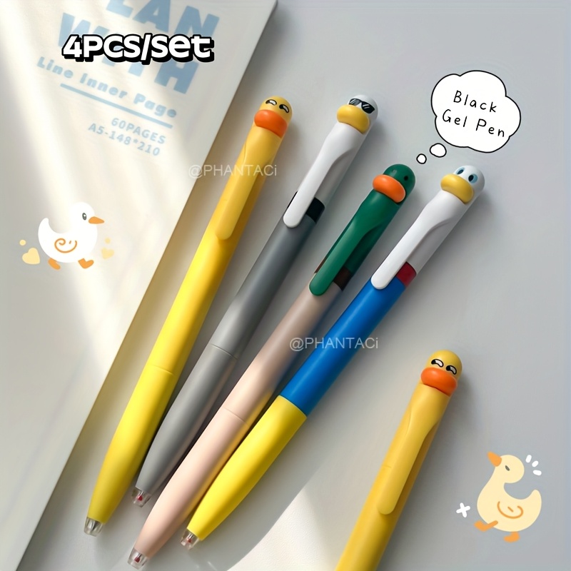 8pcs duck and chick gel pen creative duck rotate gel pen chick   pen 0 5mm black writing pen office supplies small gift Product details 9