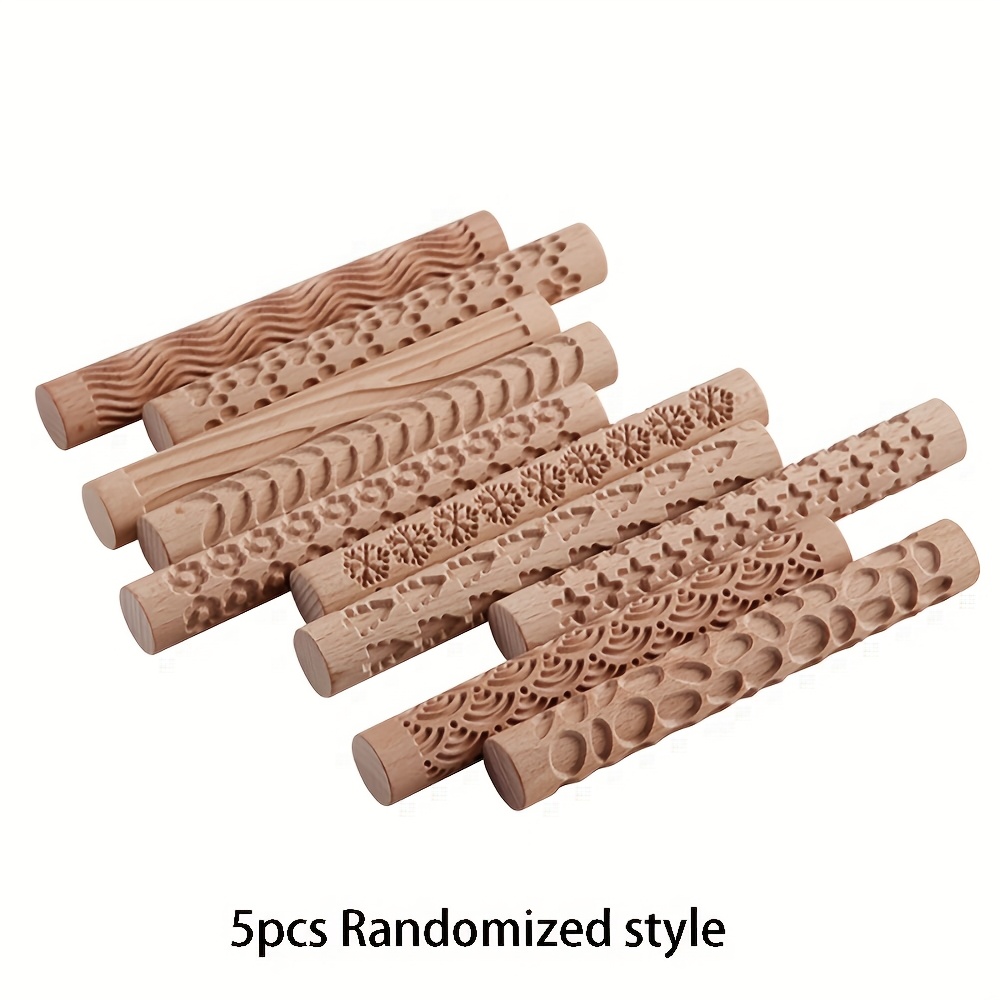 Set Of 5 Wood, Wooden Handle Pottery Clay Modeling Tumbler Kit (set Of 5 Randomized)
