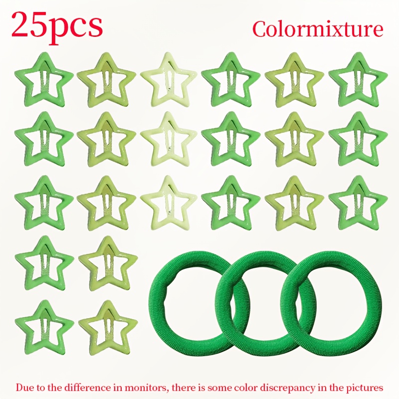 TEMU 25pcs (22pcs Hair Clips And 3pcs Hair Rings) / 31pcs (28pcs Hair Clips And 3pcs Hair Rings) Metal Hair Clip And Hair Ring Set Bohemian Sweet