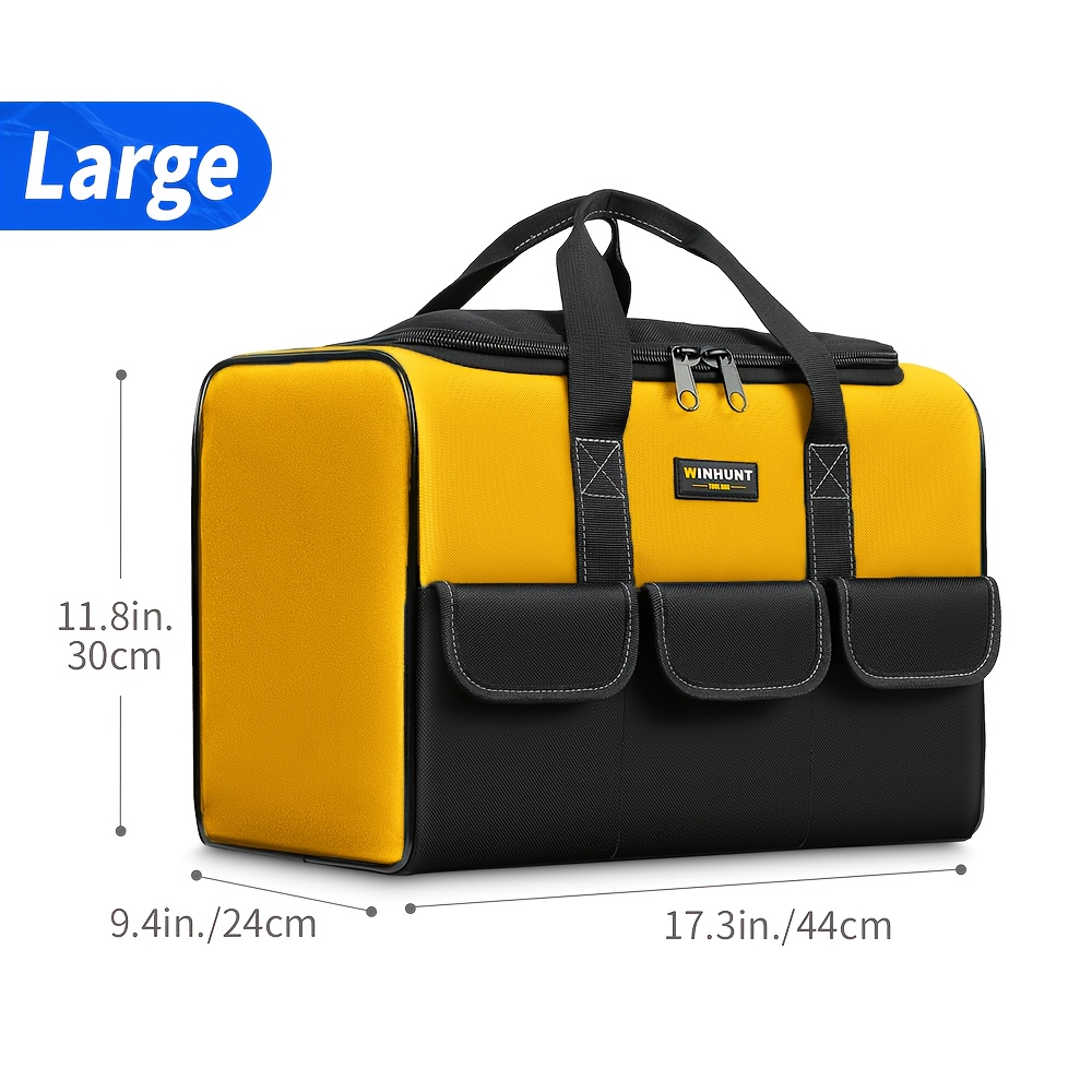 TEMU Winhunt Heavy Duty 17-inch Large Capacity Tool Bag With Wide Mouth Tote & Heavy-duty Thickened Wear-resistant Fabric - Multi-compartment
