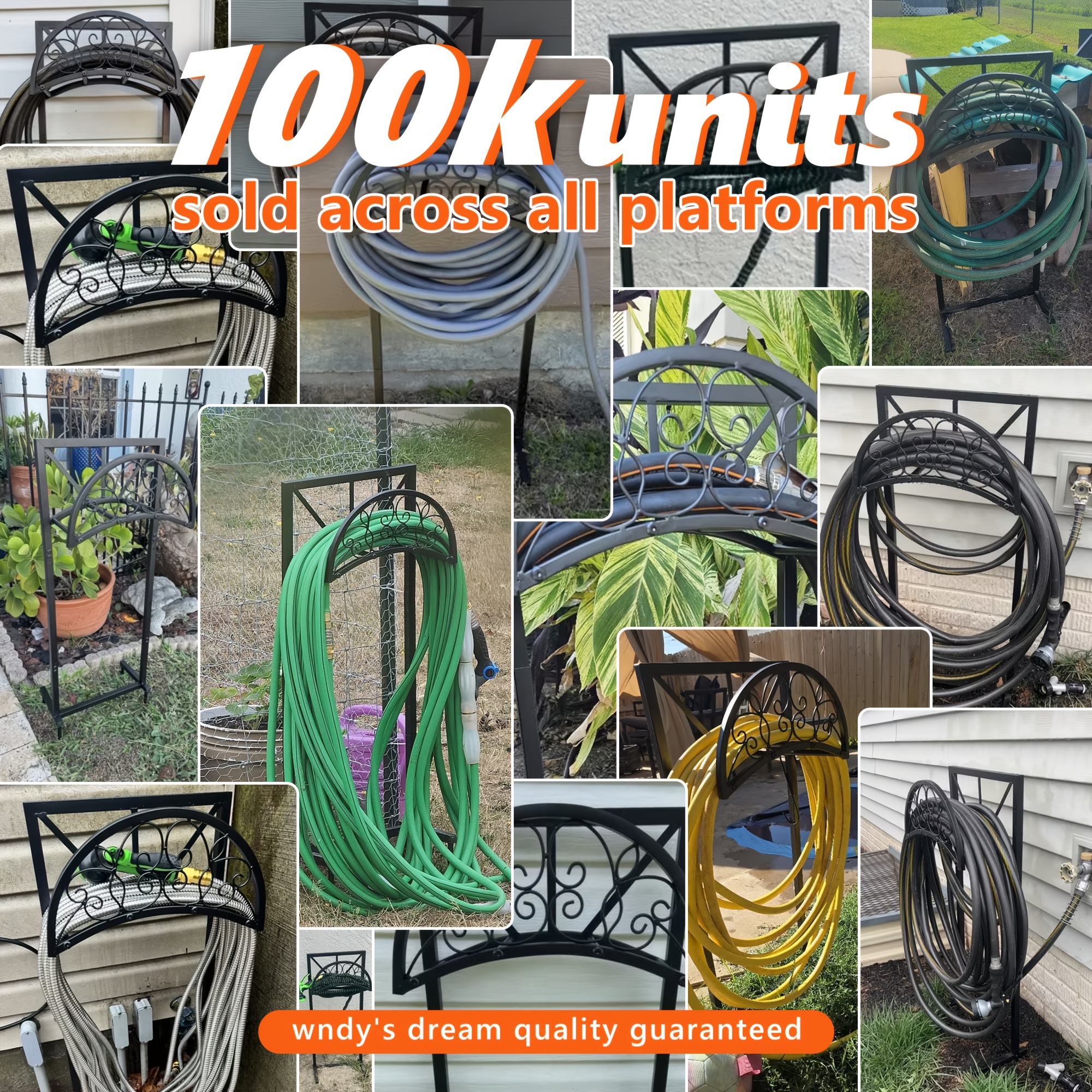 Heavy-Duty Metal Garden Hose Holder Stand with Rust-Resistant Design and Spikes, Freestanding Outdoor Hose Reel Organizer for Up to 150 ft H