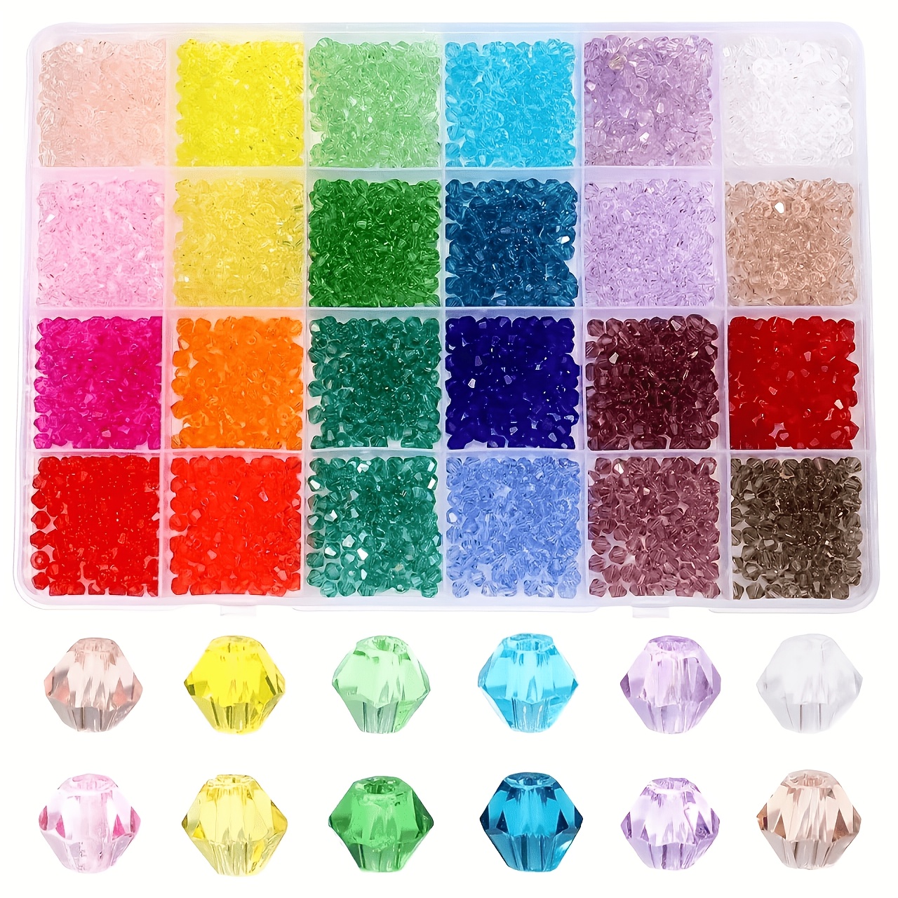 TEMU Nouveau kit de perles en cristal acrylique à découpe multifacette, perles AB en cristal colorées, perles d'espacement, idéal pour la création de