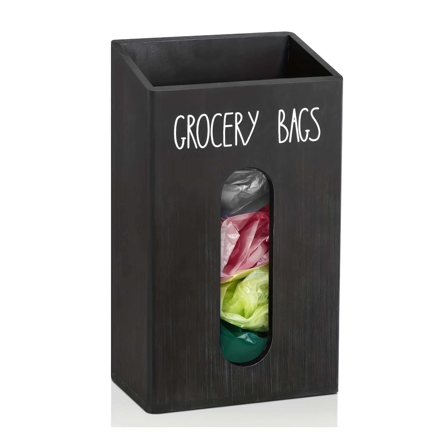 TEMU Trash Bag Storage Box Wooden Grocery Bag Organizer Rustic Style Garbage Bag Dispenser Countertop Trash Bag Holder With Large Open