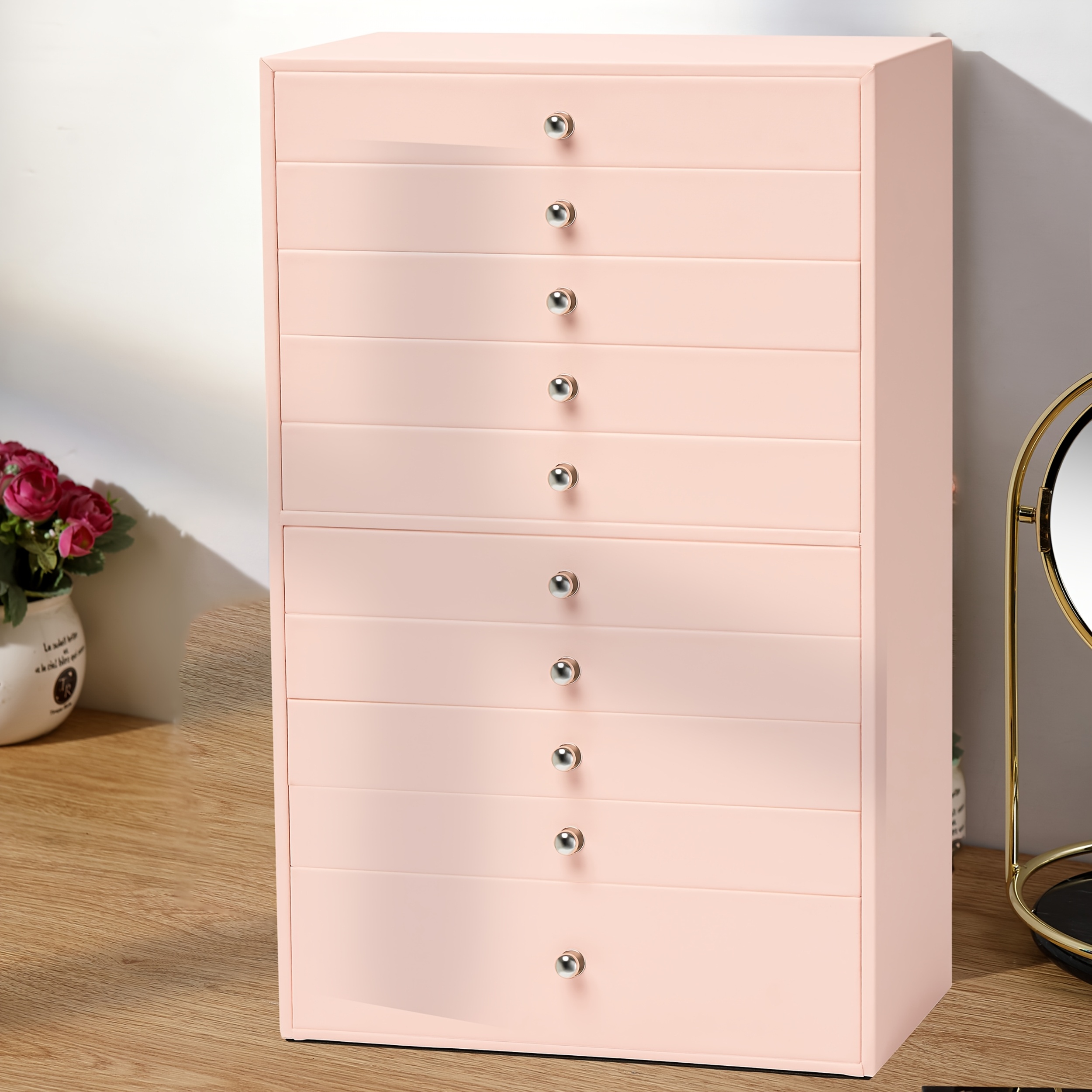 1pc large capacity ten layer velvet jewelry storage cabinet with 10 drawers stylish rectangle design tabletop mounting multipurpose contemporary   gift for mothers day valentines day birthday christmas gift jewelry boxes Product details 9