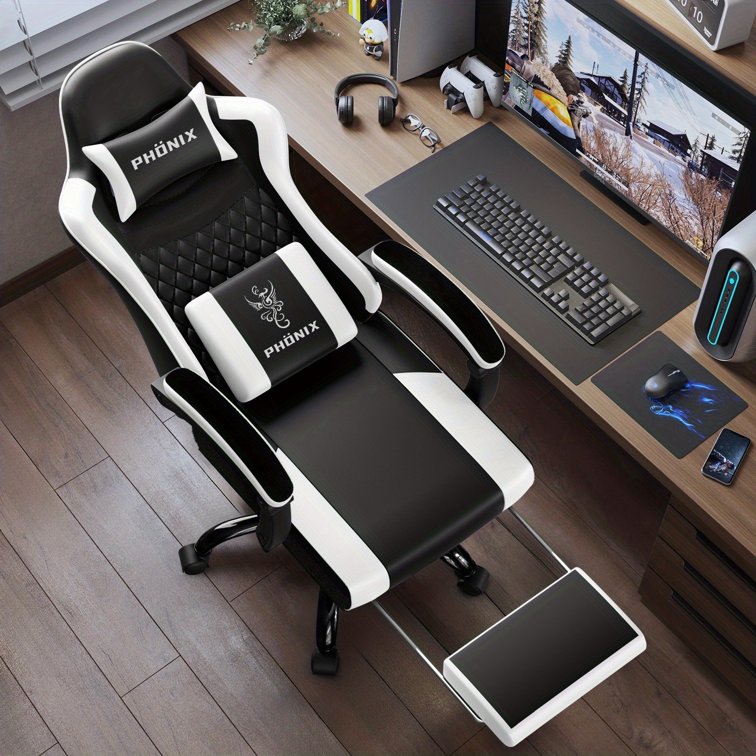 Gronfont gamingstoel met voetensteun