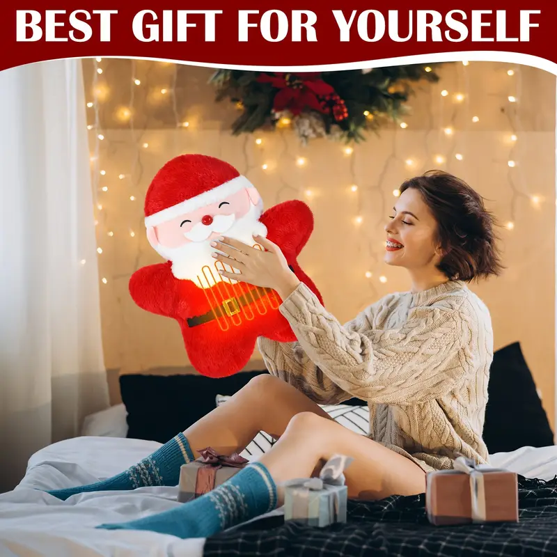 christmas women gifts usb heated christmas santa claus pillow gifts for women heating pad for cute stuff stuffed pillow for lumbar support holiday birthday gifts home office multi item party Product details 0