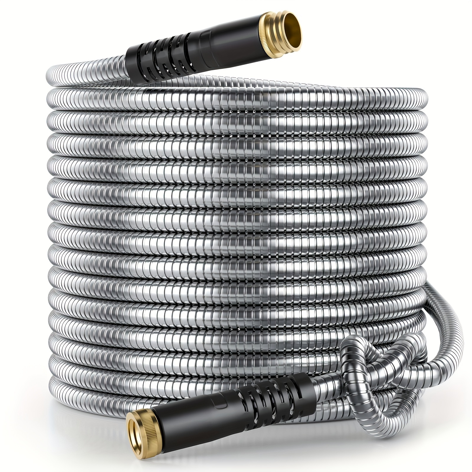 

Heavy-duty Stainless Steel Garden Hose - No-tangle, Kink-free, Flexible & Durable, Rust-proof For Outdoor Use