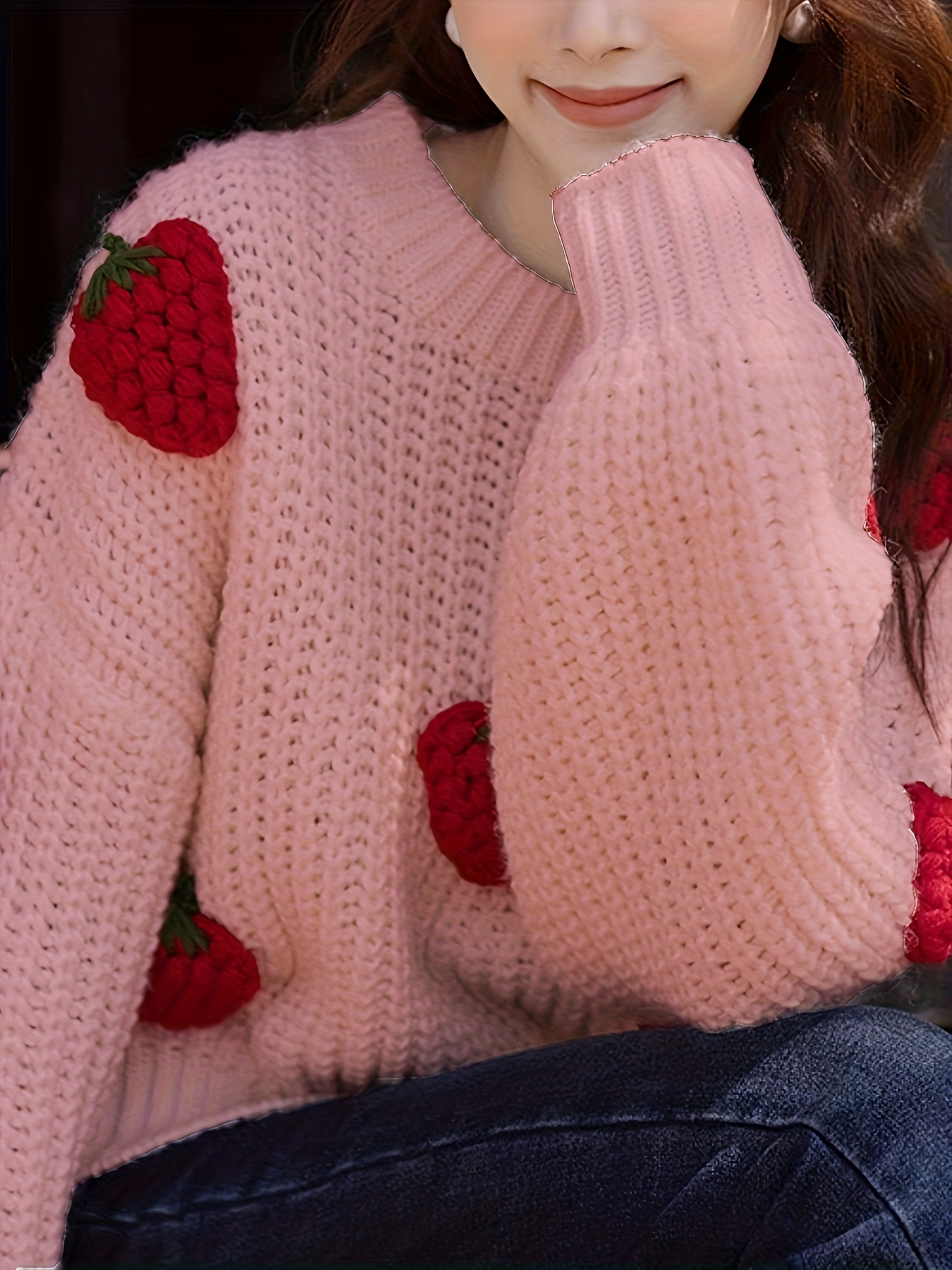 Pull Saint-Valentin Femme Motif Cœur - Chemisier Manches Longues Mignon Col Rond