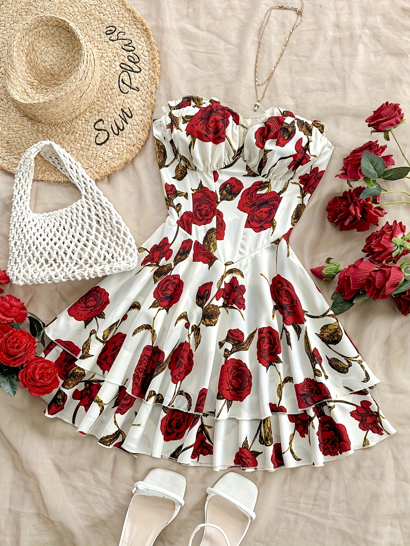 brown embroidered rose dress temu Ulla Johnson Sleeveless Midi Dress Leena Bordeaux Embroidered Chiffon –  Celebrity Owned main image 0