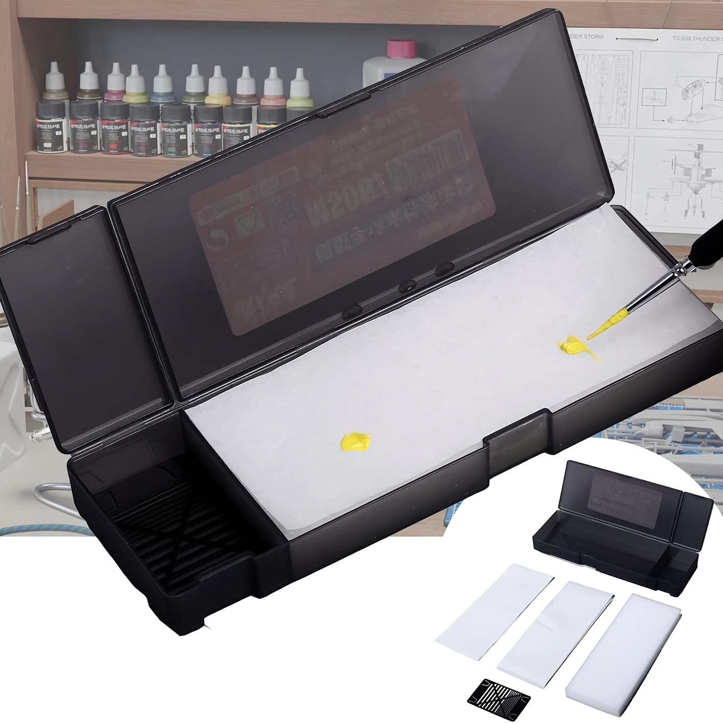 E-shop Tragbare Nasspalette für Acrylmalerei Modellfarben Nassschale Farbbedarf Halter Hält Nass für Miniaturen Malwerkzeuge