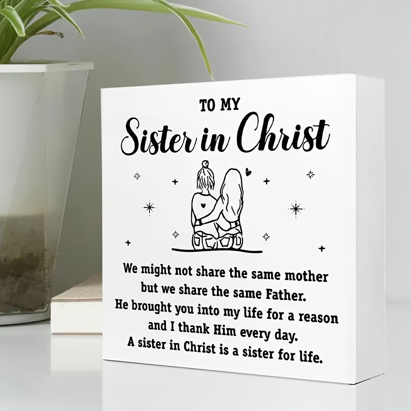 

Festive 'to My Sister In Christ' Pvc Foam Sign: Perfect Gift For Sisters In Faith - 10cm X 10cm