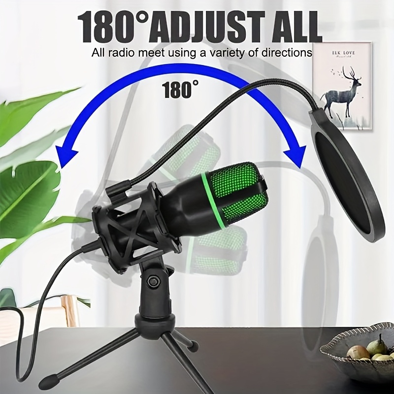 TEMU Usb Capacitive Microphone, Portable Noise-canceling Wired Microphone, Professional Live Streaming Recording Microphone, Compatible With Devices,