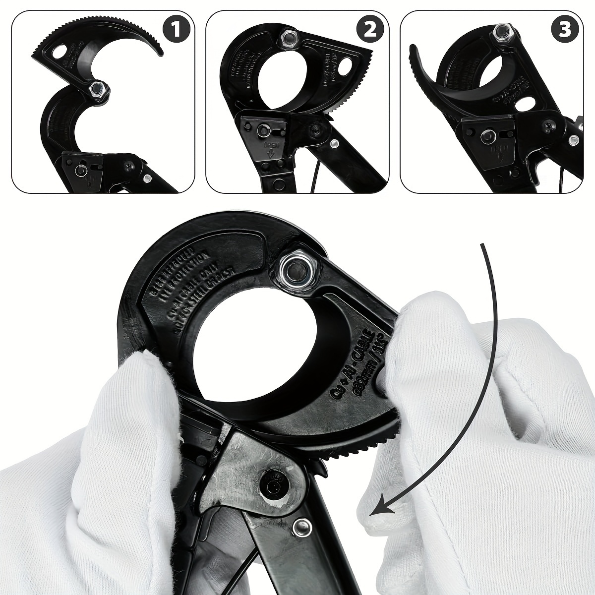 1pc Ratchet Cable Cutter, Portable Ratcheting Wire Cutting Tool, Cutting Range 240mm²