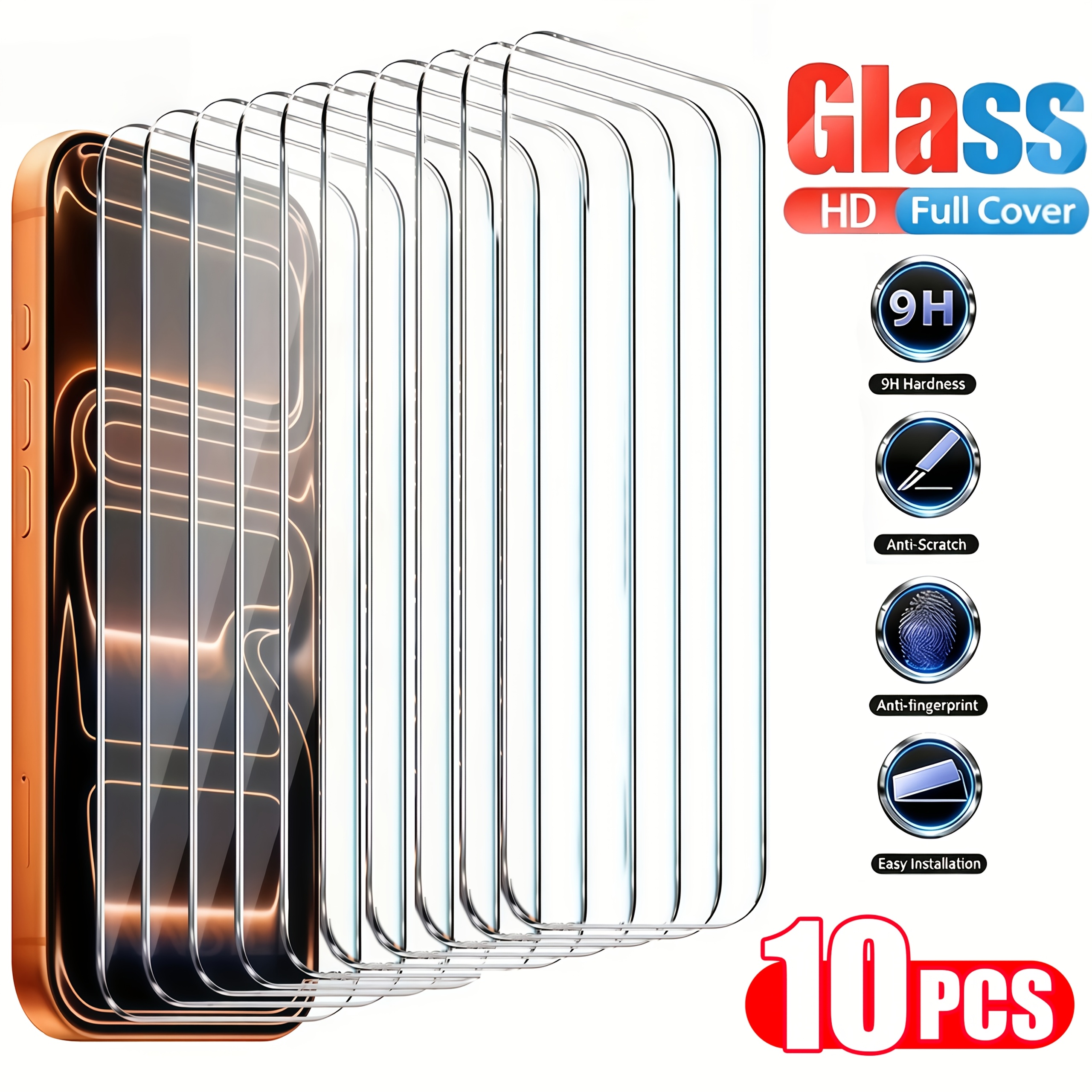 TEMU 10-pack 8k Ultra Hd Tempered Glass Screen Protectors Compatible With For Iphone 18 Pro Max/17 Pro Max/fold/17