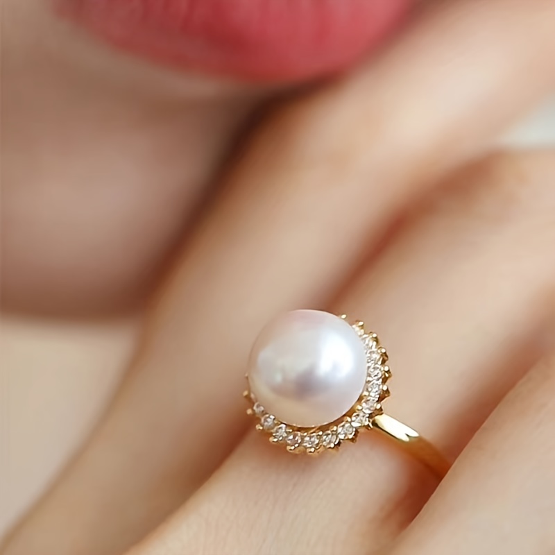 Freshwater Pearl Ring Adjustable Size Elegant Jewelry