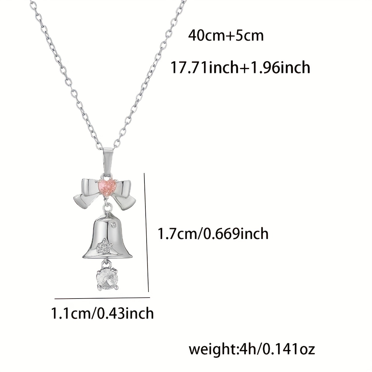 Women's Rose Flower Necklace with Bell and Bow Pendant
