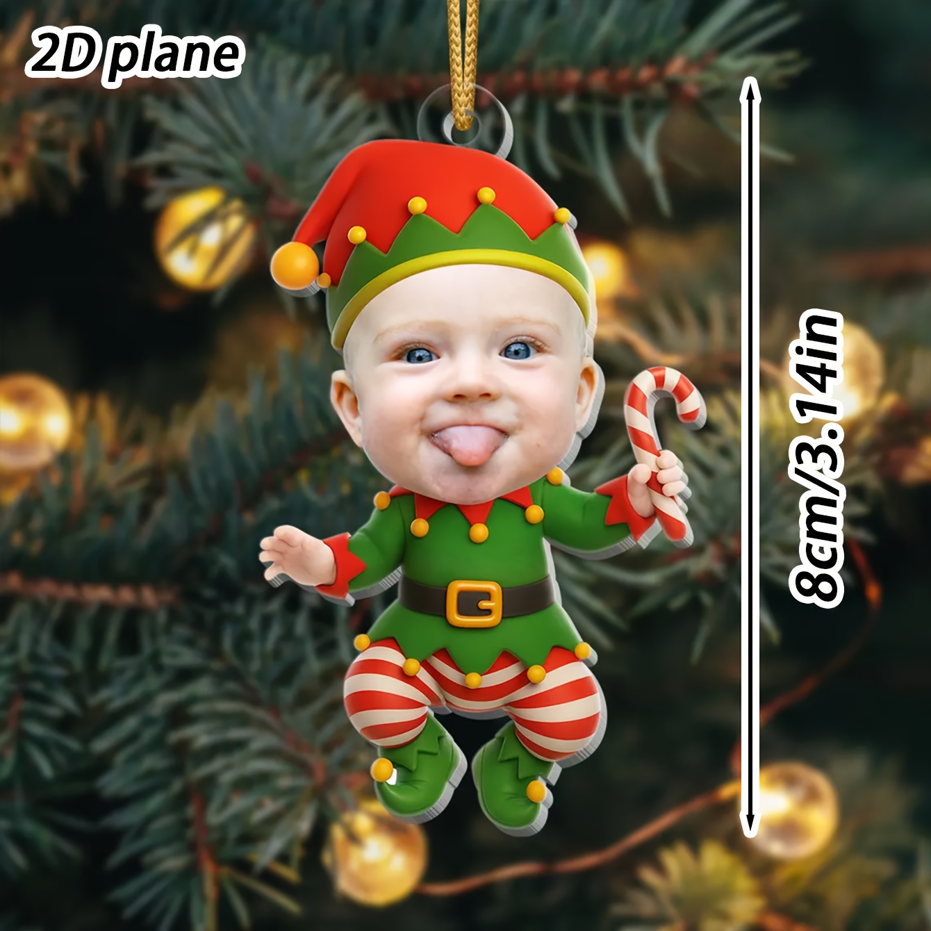 TEMU 2d Flat, 2d Flat - 1-pack 2d Personalized Christmas Ornament Pendant, Snowman-shaped Christmas Tree Decoration Pendant, Customizable Photo, Cute