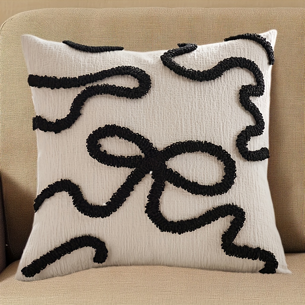 A Pack Of Velvet Bow Pillowcase Cushion Cover Suitable For Living Room And Bedroom Sofa, Without Pillow Core
