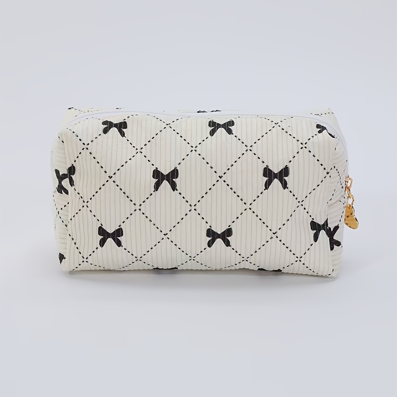 Large Capacity Handheld Makeup & Toiletry Organizer With Bow - Cosmetic Case, Storage Bag, Scent-free, For (unisex) - Middle East