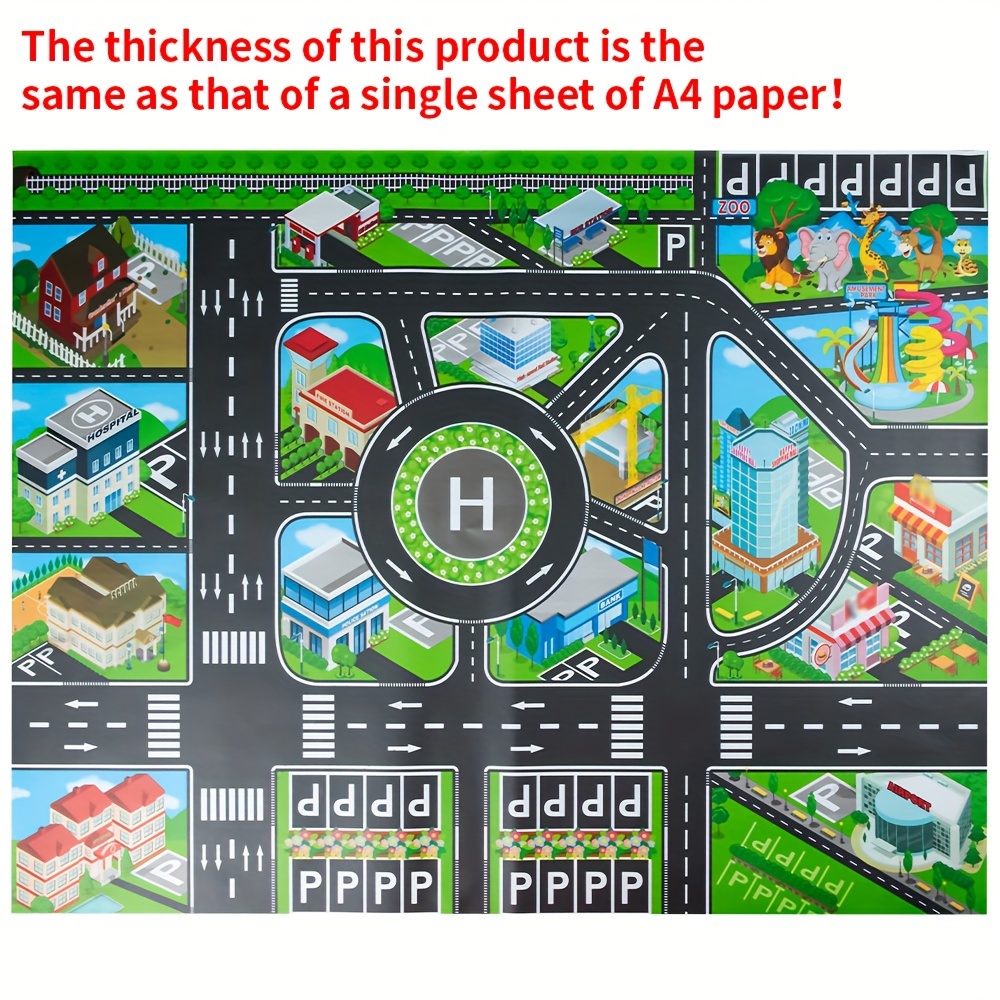 TEMU 어린이용 대형 도시 교통 놀이 매트 - 방수 및 방습, 현대적인 스타일의 인터랙티브 루트 맵이 있는 장난감 자동차용, 방 장식 및 교육적 재미에 완벽