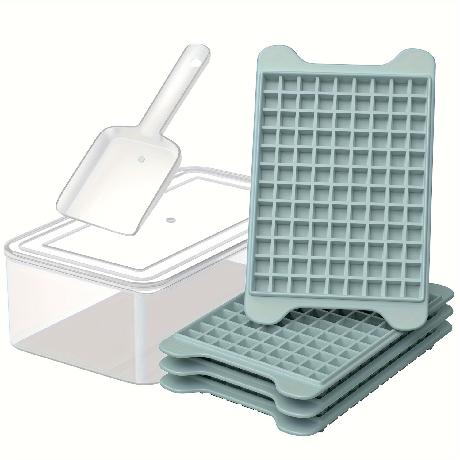 TEMU Mini Ice Cube Tray For Freezer: Ice Cube Tray With Bin - Iced Maker Trays - Crushed Ice Tray Making 4×135pcs