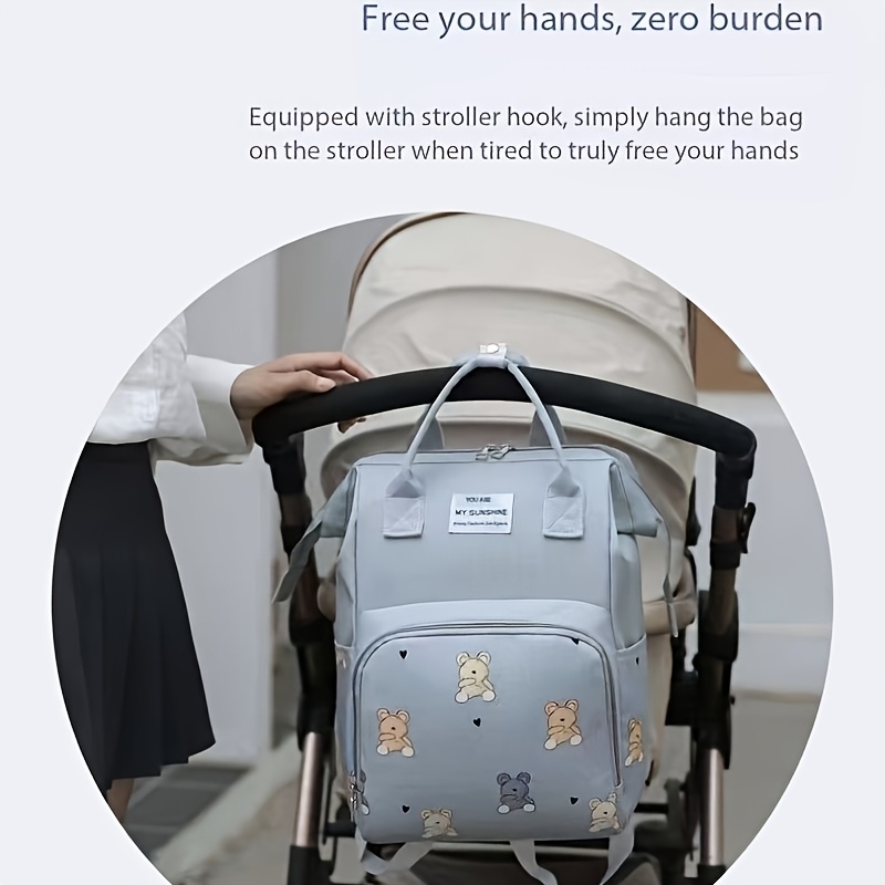 Mochila Multiusos para Viajes, Bolso de Pañales y Cambiador para Mujeres Embarazadas, Compatible con Cochecitos - Imagen 10