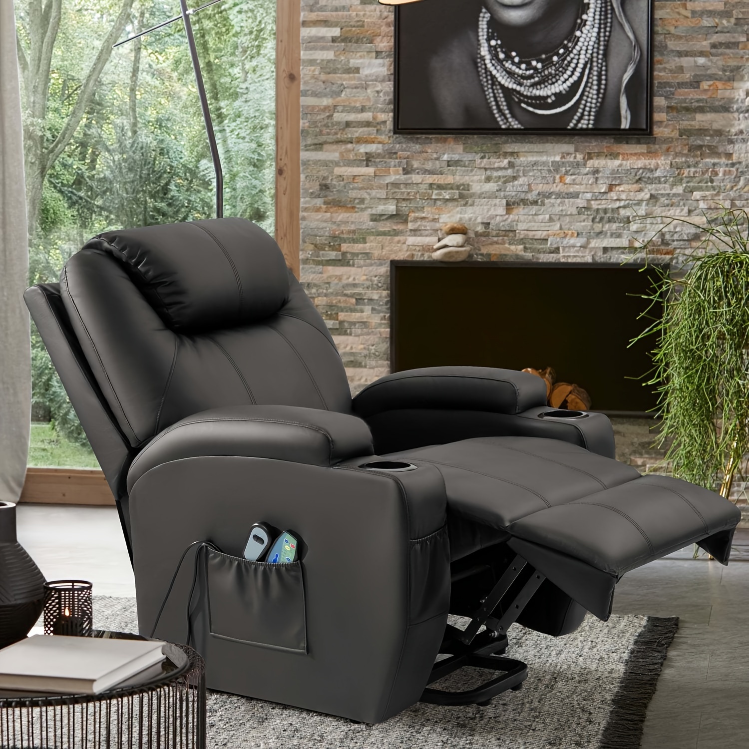 

Recliner With Massage And Heat, Faux Leather