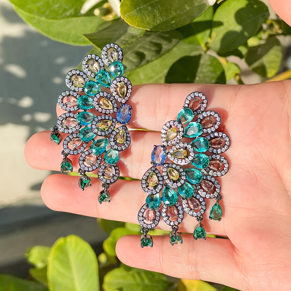 Large Symmetrical Water Drop Zirconia Wedding Party Earrings