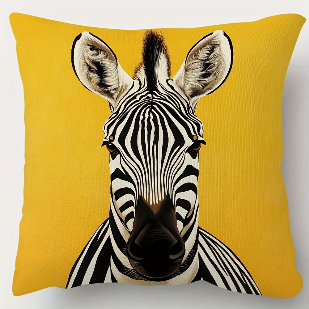 TEMU 1 pezzo, Cuscino Decorativa in Peluche Corto , Copricuscino Zebra, Cuscino , 18 pollici*18 pollici, per , Soggiorno, Camera da Letto, Ufficio