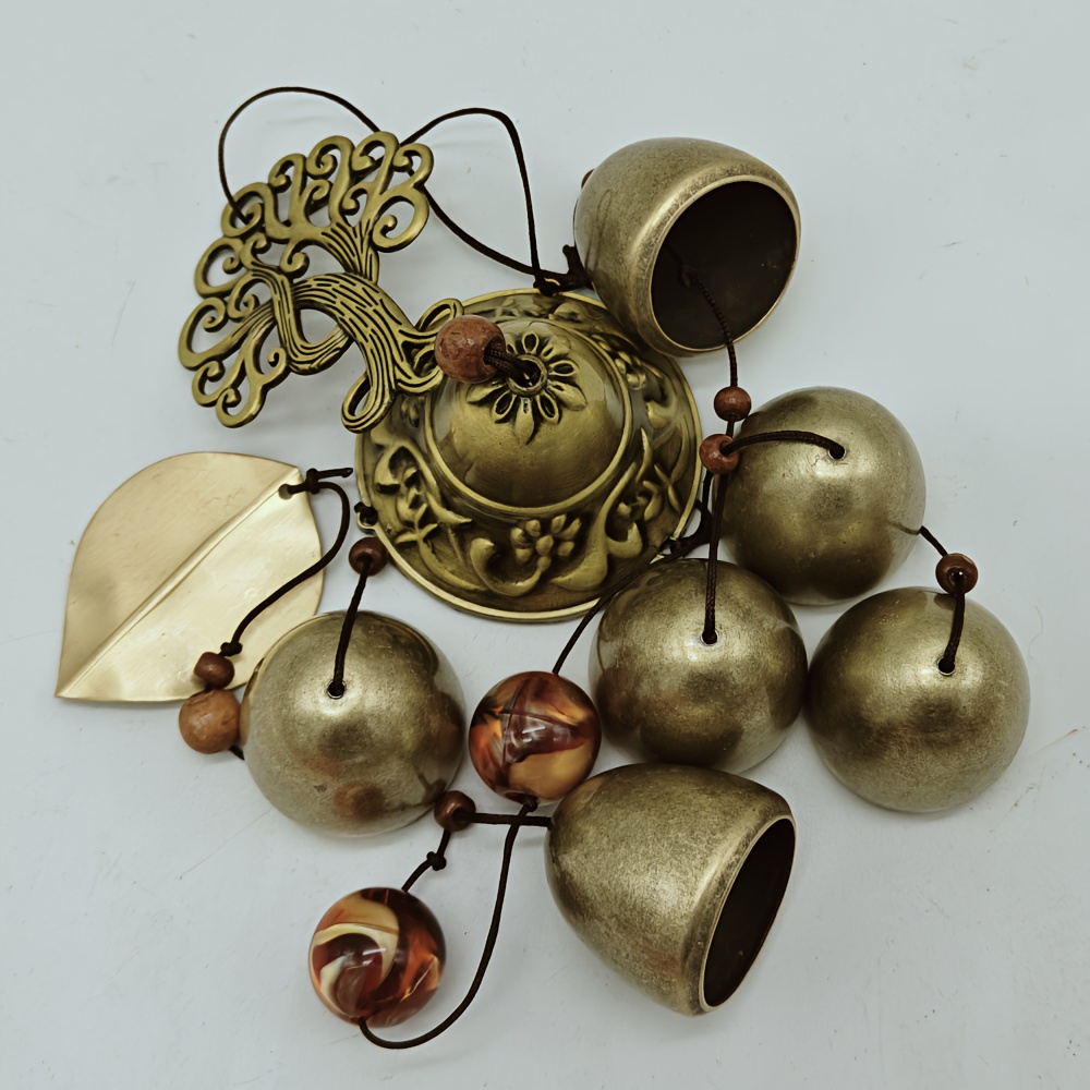 Image of 1pc Wind Chime Alloy Wind Chime, Tree Of 6 Bells Hanging Wind Chime, For Home Garden, , Garden Art Decoration