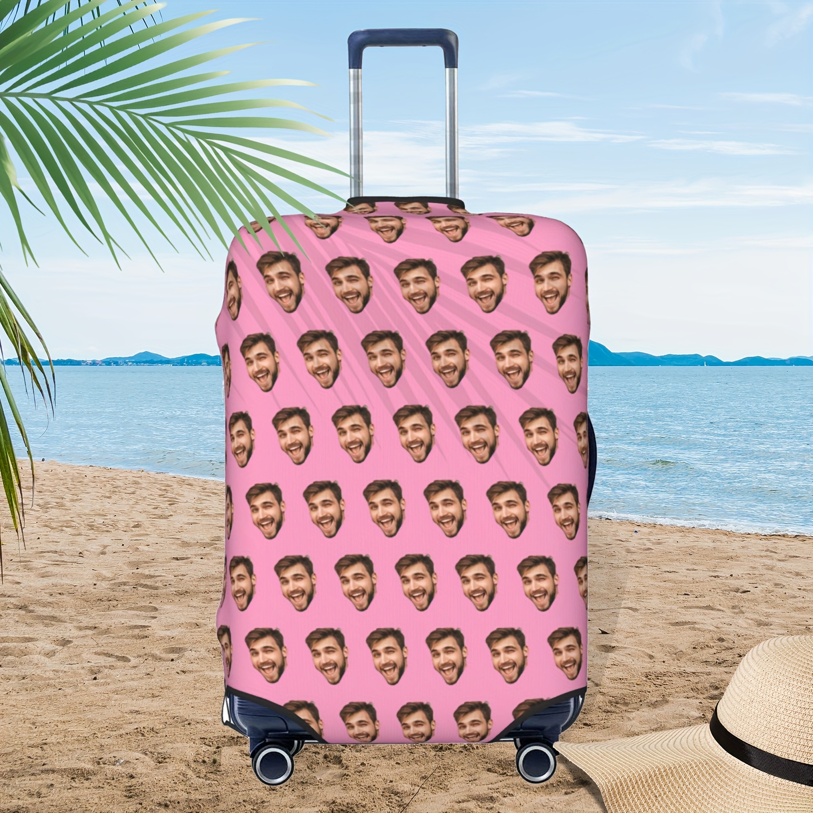 customizable pink suitcase cover personalized face pattern Temu