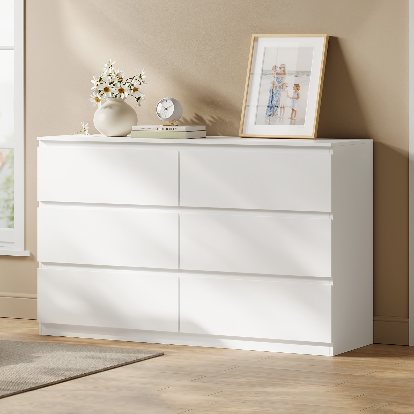 TEMU Cómoda de 1 pieza, gabinete con cajones, aparador de gran capacidad, archivador, cómoda de oficina, se puede usar como mesita de noche, tocador,