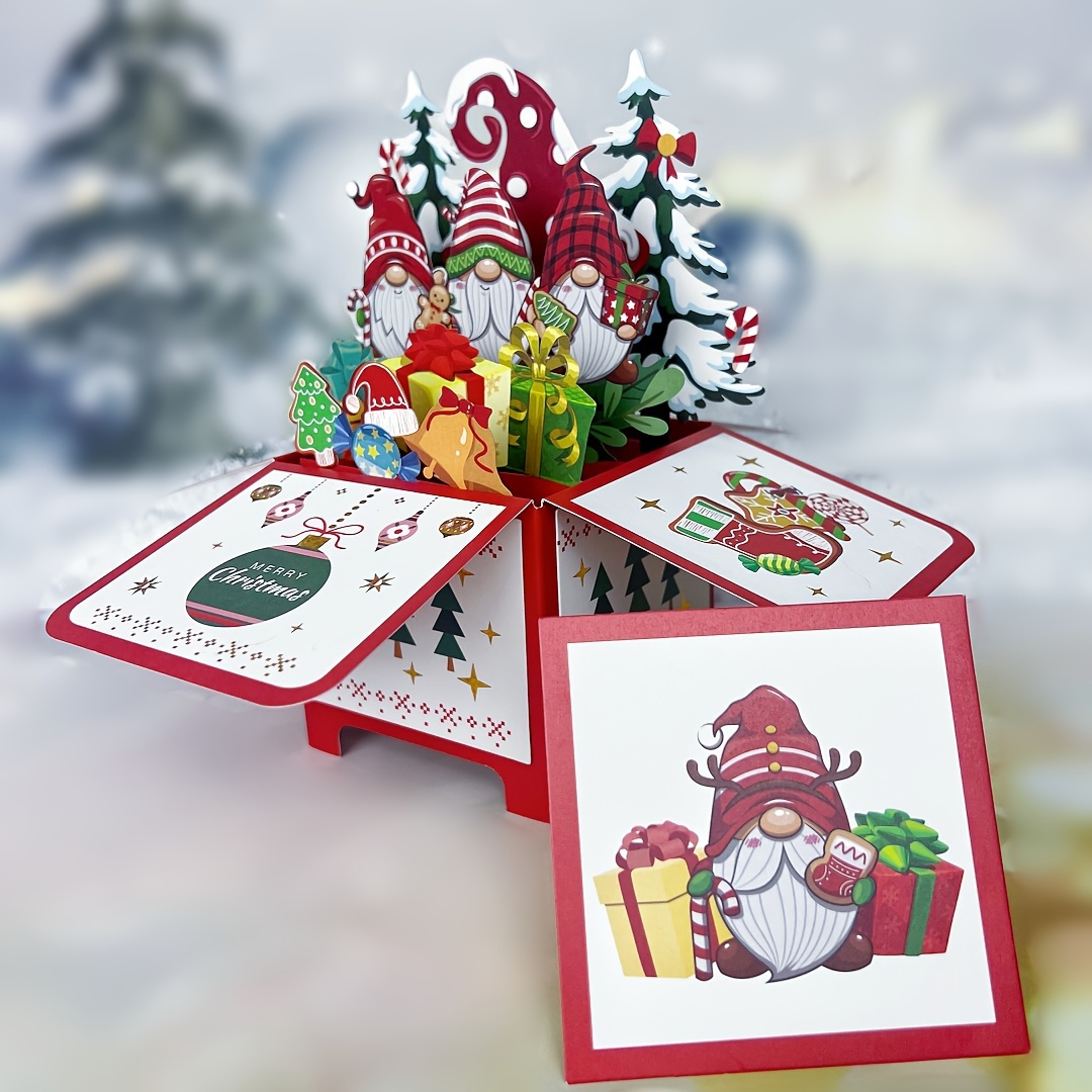 Image of 1pc Swammcard Handmade Santa Claus 3d Pop-up Card - Festive Merry Christmas Greeting With Envelope & Blank Message, Colorful Holiday Scene, Ideal For All Recipients, Christmas Gifts