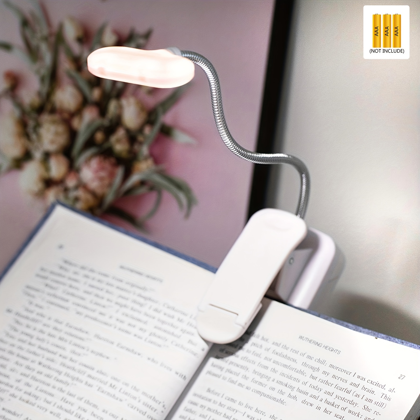 

1pc Clip On Book Light, Battery Powered Flexible Reading Lamp, Desktop Small Table Lamp, Portable Small Night Light For Room Decor