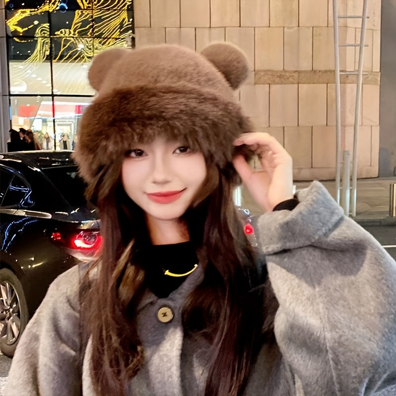 TEMU Winter Mongolian Hat, - Warm Outdoor Headwear. Thick, Warm And Fashionable Plush Bucket Hat, Versatile Fisherman Hat, Lightweight, Not Easy To ,