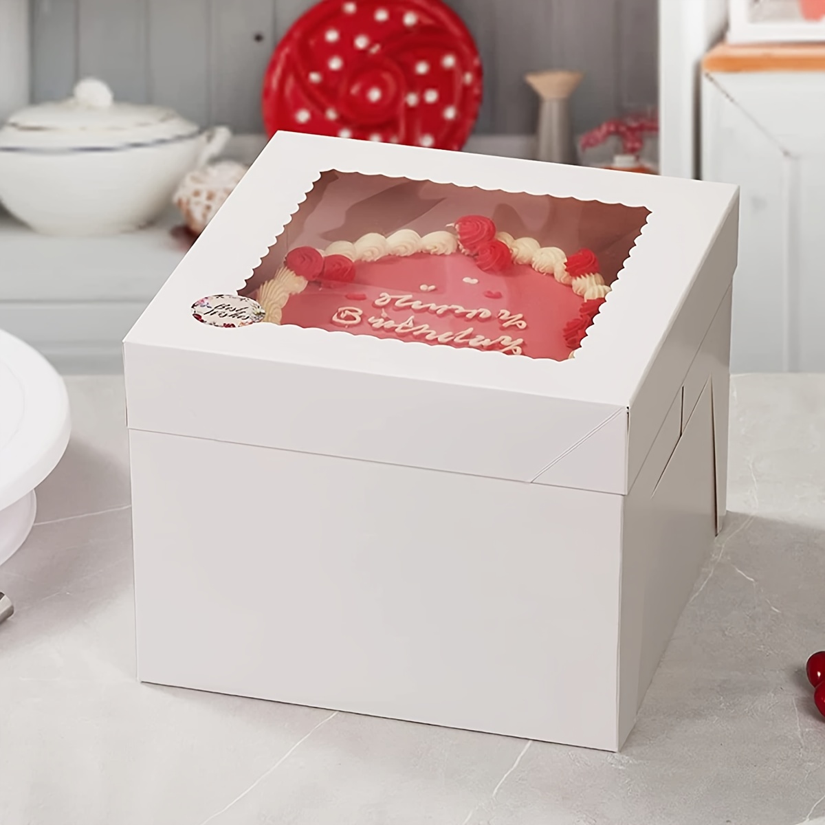 Weiße Kuchenboxen Mit Fenster & Platte – Perfekt Zum Verschenken Oder Für Den Verkauf (30,5 X 30,5 X 15,2 Cm)