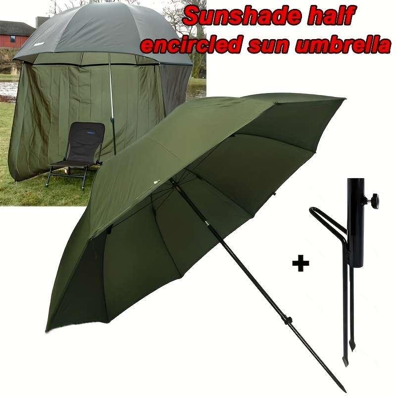 Image of Outdoor Fishing Umbrella And Screen Set Portable Sun, , And Wind Protection Fishing Umbrella With Half Screen