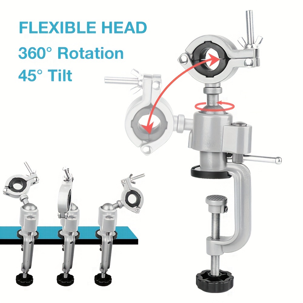 

1pc 360° Benchtop Rotating Vise, Woodworking Grinder Tool Accessories, Electric Drill Stand, Multifunctional Aluminum Alloy Stand Use