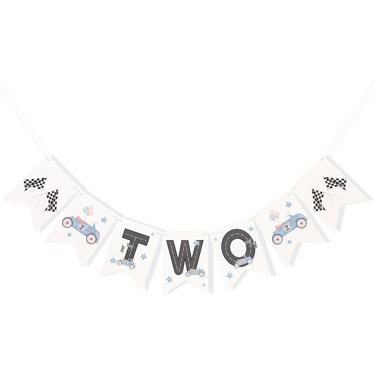 2 Car High Chair Banner - 2nd Birthday Party Decorations, Car-themed Photo Props & Cake Smash Backdrop, Durable Paper Material, No Power Needed, Birthday Party Decorations
