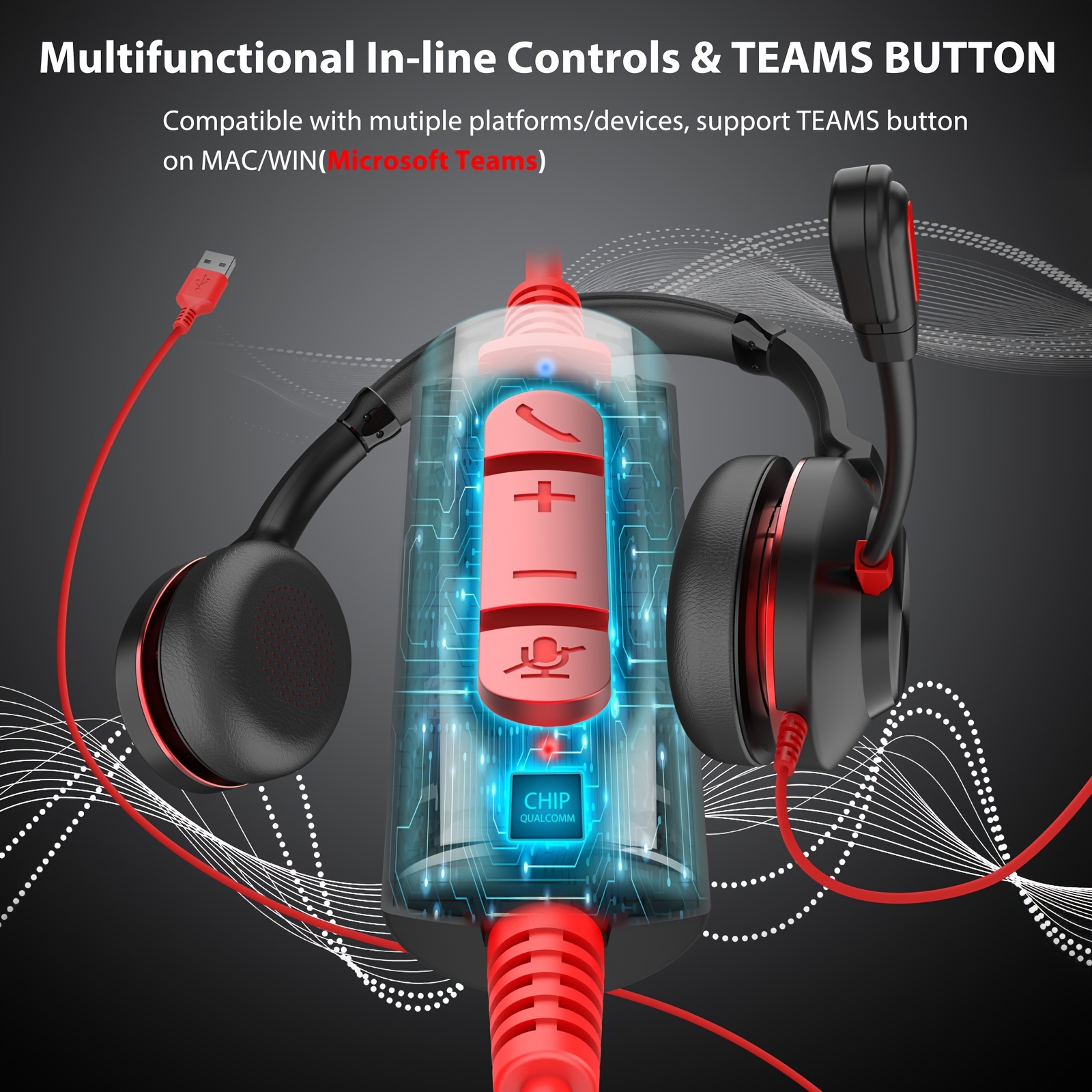 headset mic usb headset microphone pc ear headphones Temu