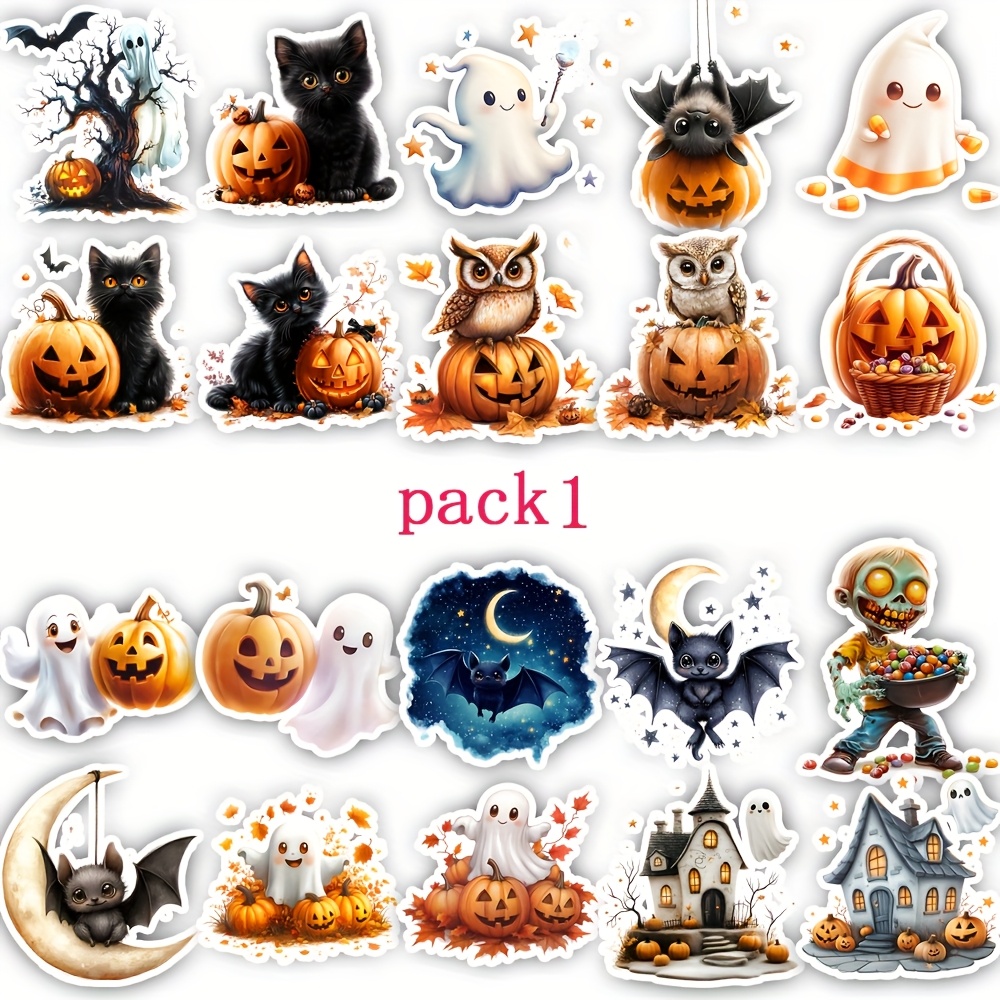 TEMU [2d] Halloween Cat Pumpkin Series Stickers, Stickers, Hand Account Stickers, Garbage Diary Supplies, Photo Album, Diary Stickers, Garbage Diary