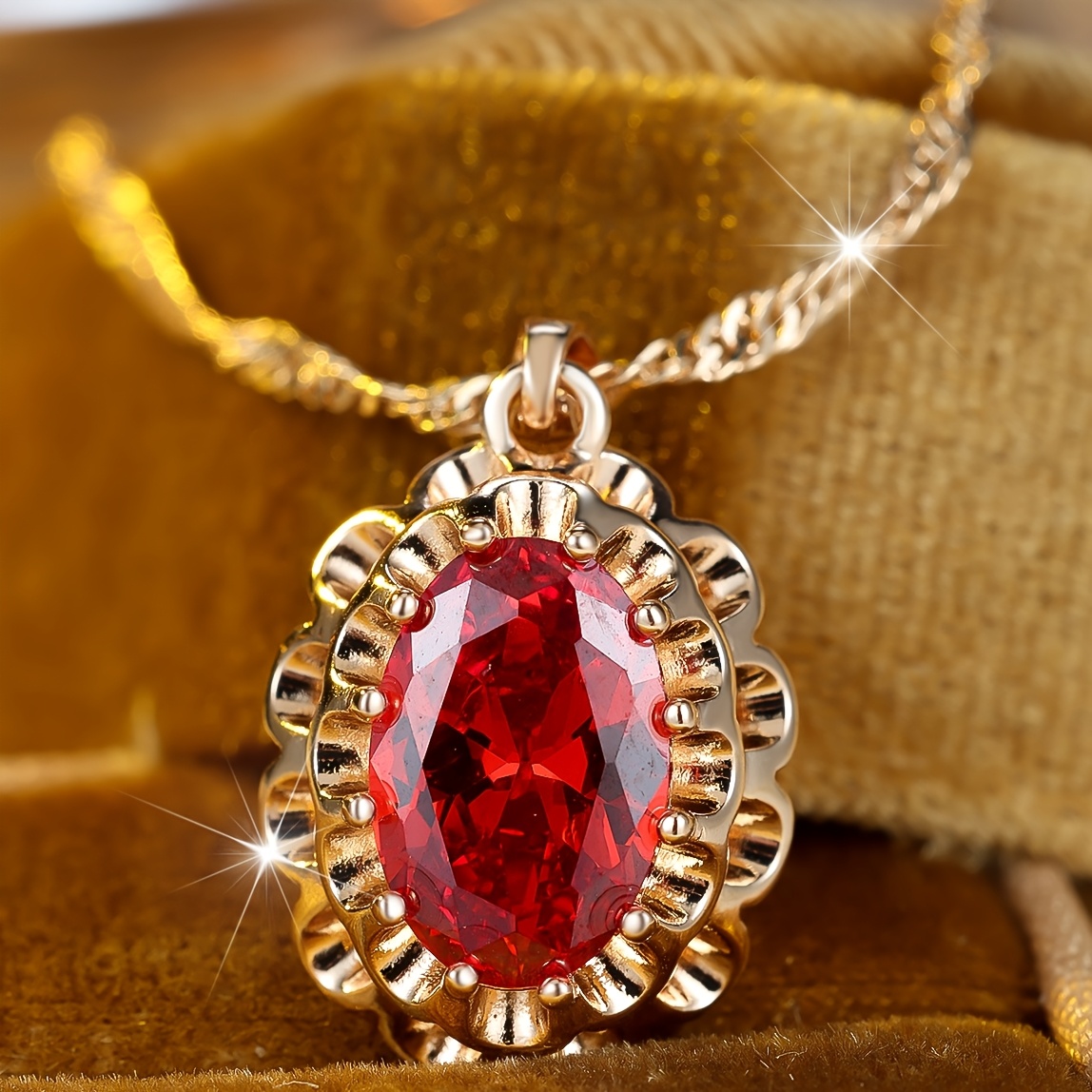 E-shop ANGOL Spitzen-Halskette mit eiförmigem synthetischem Zirkonia, ein klassisches, luxuriöses, elegantes, modisches vielseitiges edles