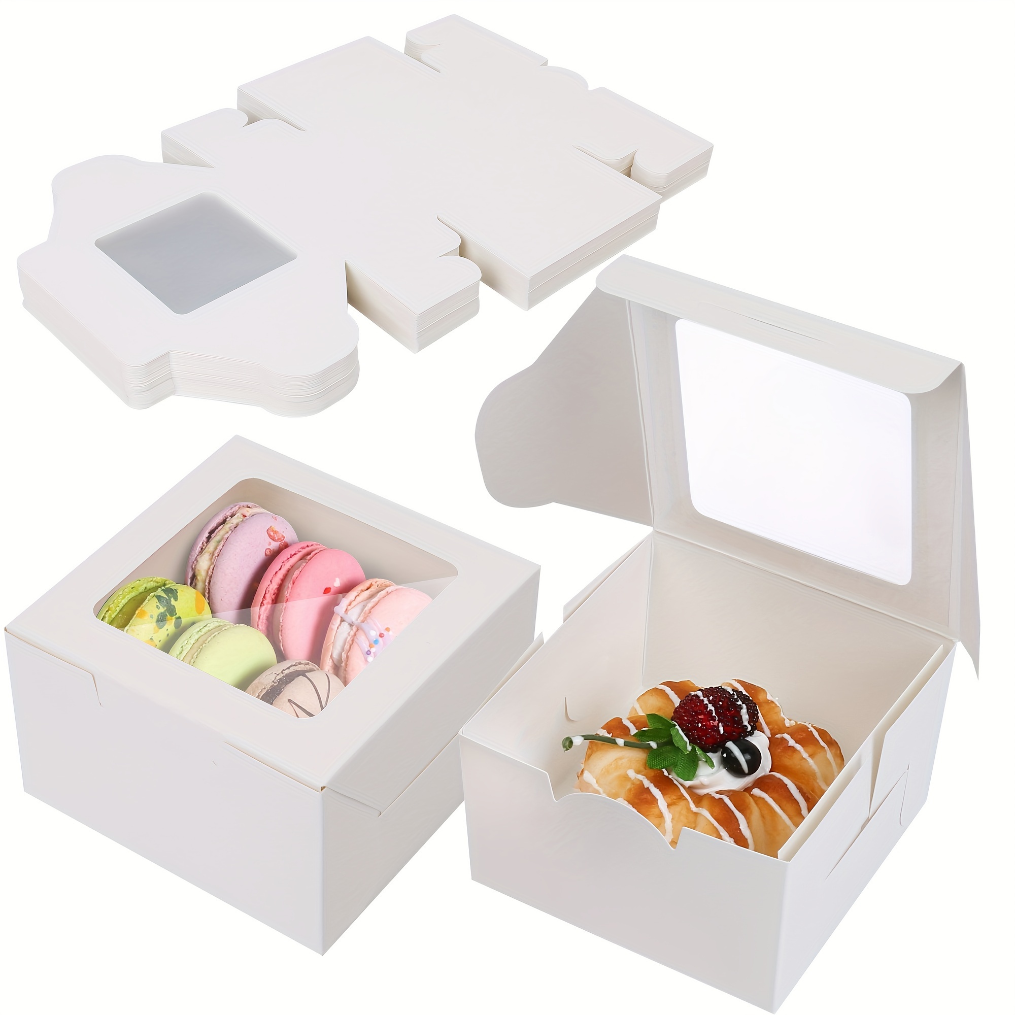 

Lotfancy White Bakery Boxes With Window, 60 Pcs, 4x4x2.5 Inches, Cookie Boxes, Small Treat Boxes, Mini Cake Boxes For Dessert, Macarons, Chocolates, Pastry And Baked Goods