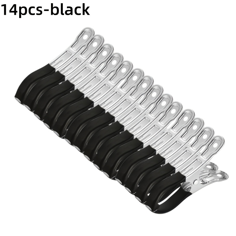 Image of 14pcs Heavy-duty Pool Cover Clips, Stainless Steel Windproof Spring Clips, Suitable For Above-ground Pool Covers, With Plastic Anti-slip Sleeves And Rust-proof Design, Pool Cover Fastening Clips