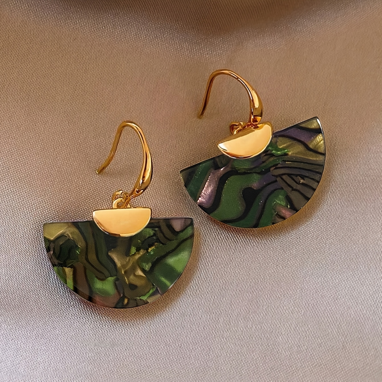 TEMU 1 Paire de Boucles d'Oreilles Éventail Géométrique de Adaptées à de Fête Quotidienne pour Femmes