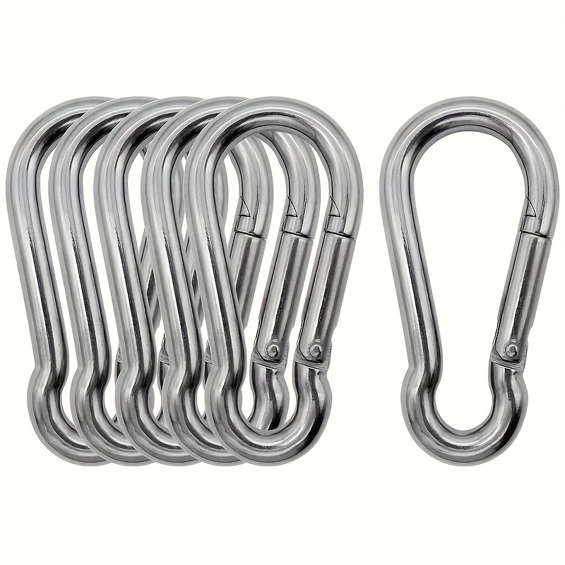 

6pcs Heavy-duty Stainless Steel M6 Carabiner Clips, 2.36" - Ideal For Outdoor Camping & Hiking