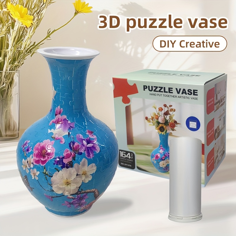 3D Puzzle Flower Vase Waterproof Chinese Bottle Building Block Puzzle Creativity Christmas Gift For Boys Girls Home Decoration