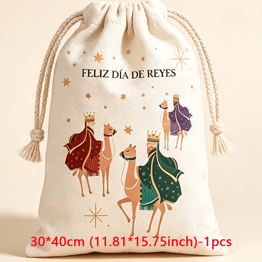 TEMU Bolsa de Regalo Navideña Personalizable - Bolso Tote de Poliéster Personalizado para de con Diseño de , Ideal para Exhibir en Celebraciones y