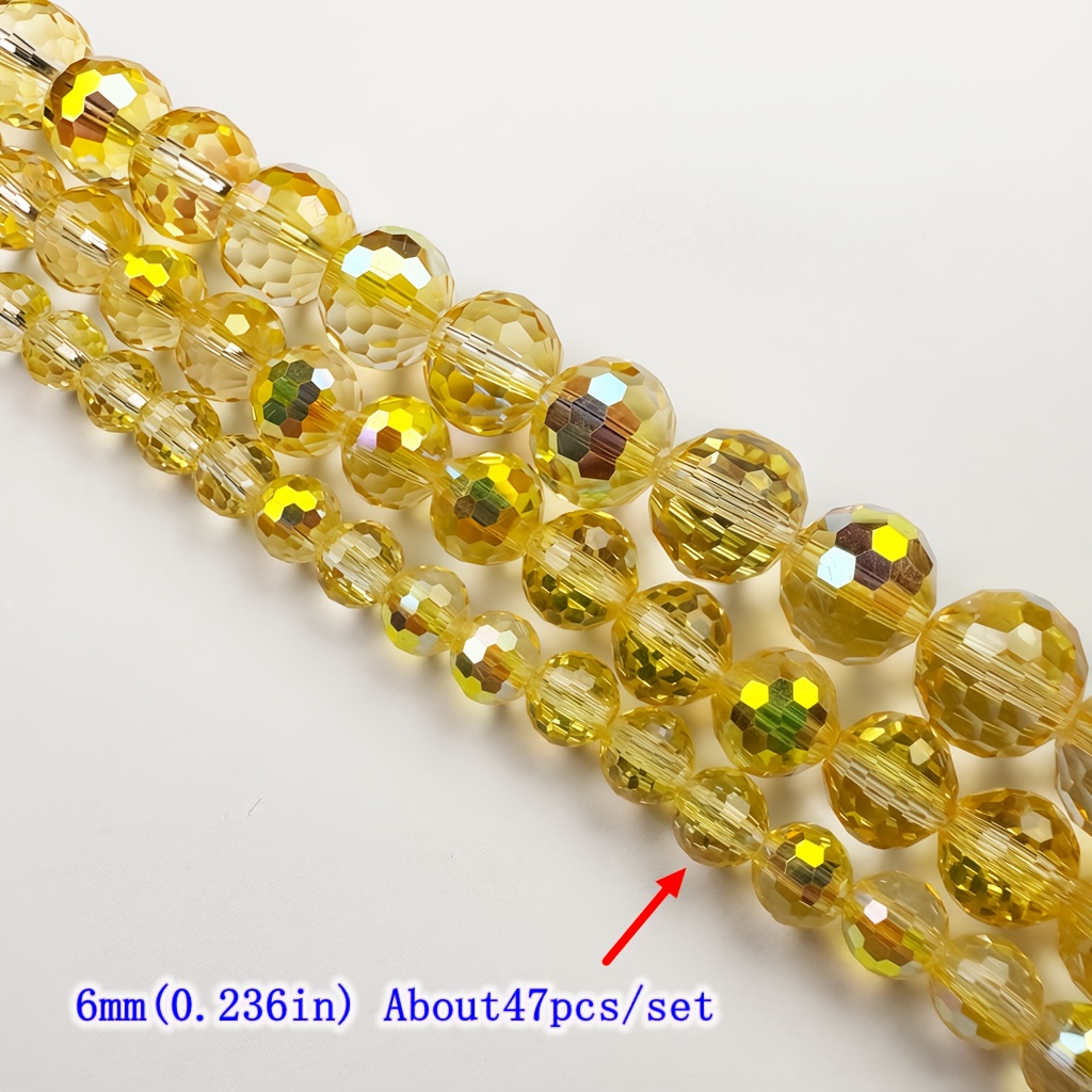 TEMU 47/34/34 piezas de cuentas austriacas transparentes doradas brillantes, cuentas separadoras redondas centelleantes de 96 de 6/8/10 mm,